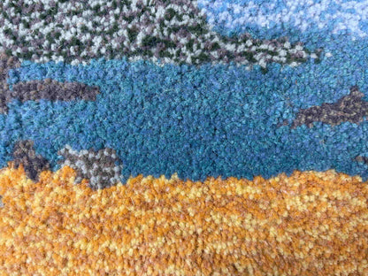 Hand Tufted 'Seascape' framed wall hangings