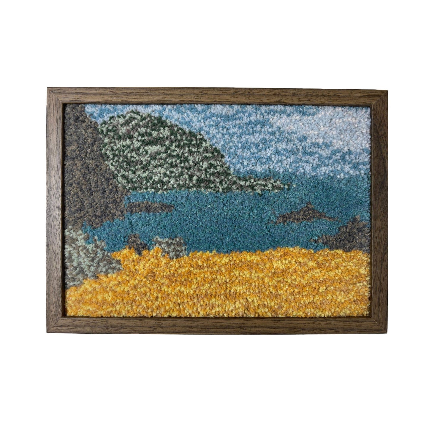Hand Tufted 'Seascape' framed wall hangings