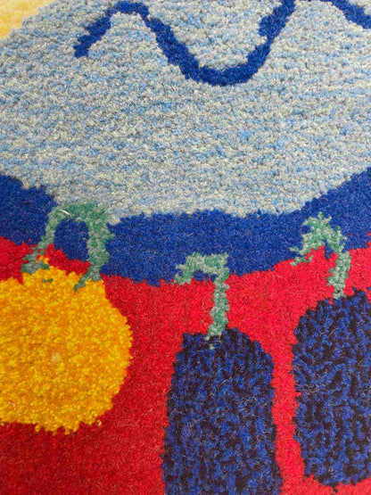 'Ahoy!' Hand tufted blue boat small rug