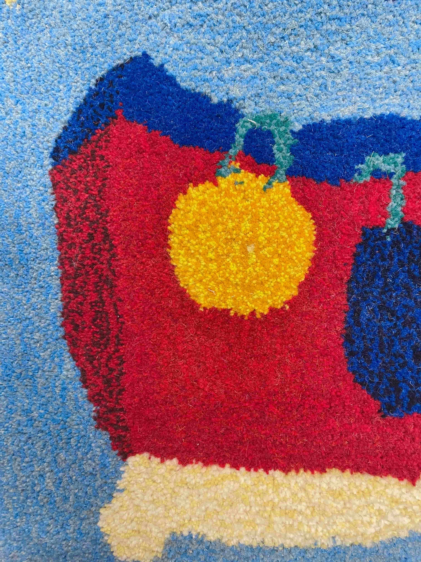 'Ahoy!' Hand tufted blue boat small rug