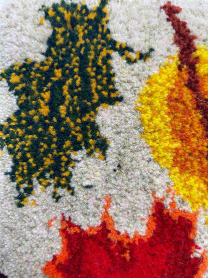 Hand Tufted 'Autumn' Pumpkin and Autumn Leaves wall hangings