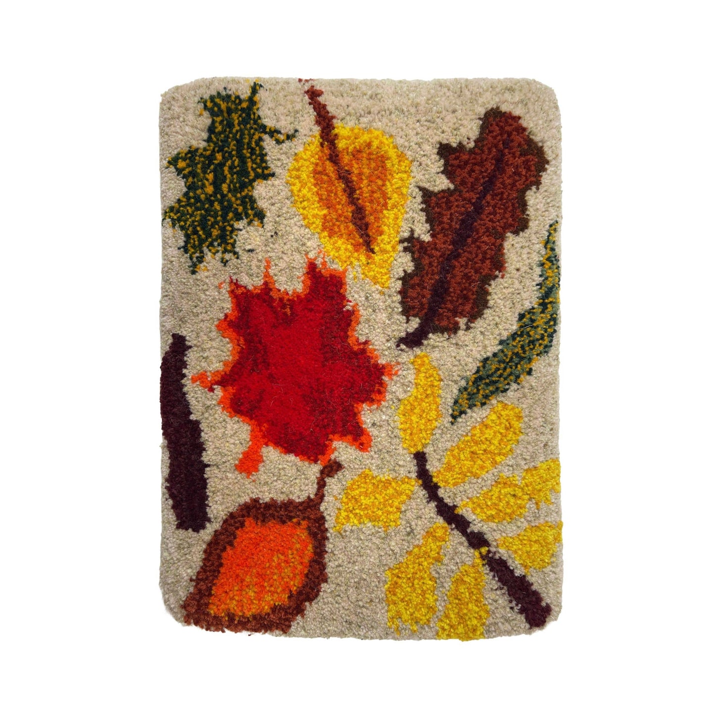 Hand Tufted 'Autumn' Pumpkin and Autumn Leaves wall hangings