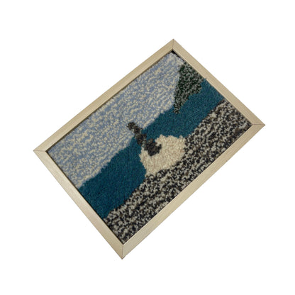 Hand Tufted 'Seascape' framed wall hangings