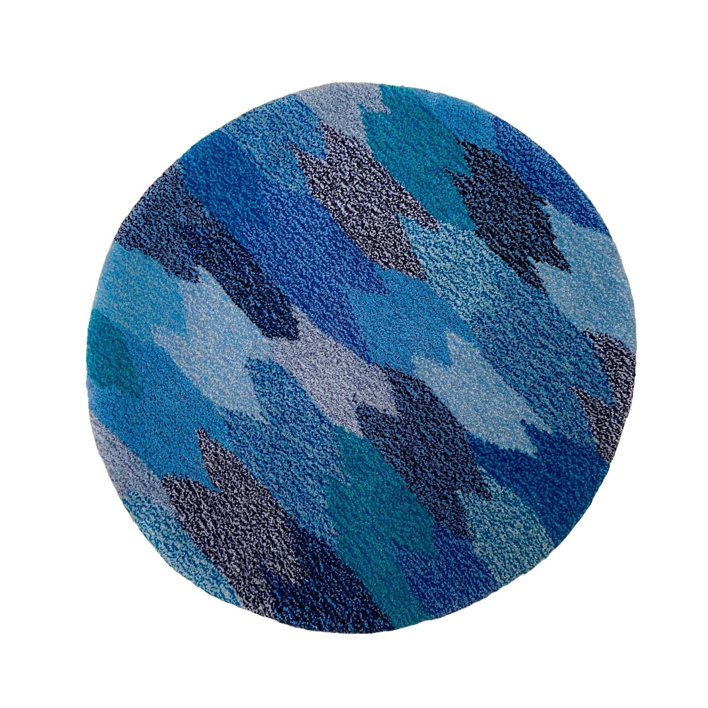 'Deep' Hand tufted blue small tufted circular rug