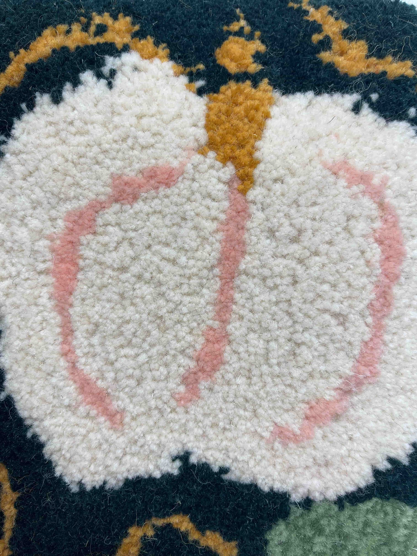 Hand Tufted 'Autumn' Pumpkin and Autumn Leaves wall hangings