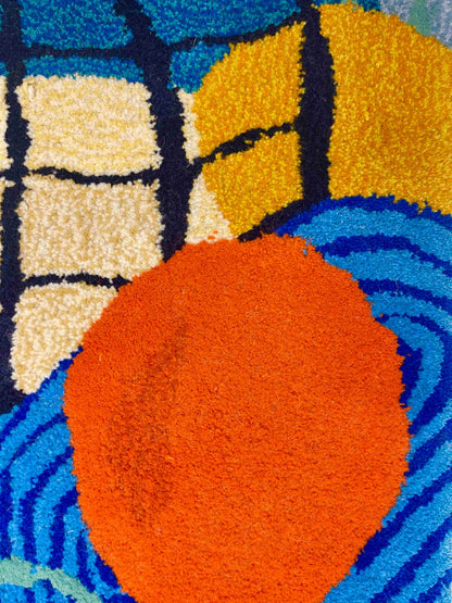 'Quay' Hand tufted blue harbour tufted small rug