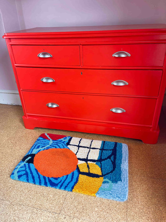 'Quay' Hand tufted blue harbour tufted small rug