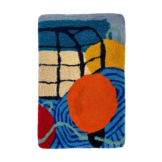 'Quay' Hand tufted blue harbour tufted small rug