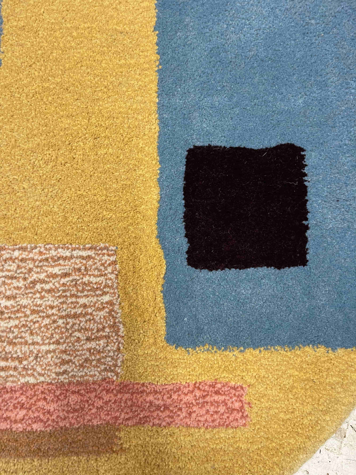 'Shift' Hand tufted butter yellow, pink and blue tufted rug