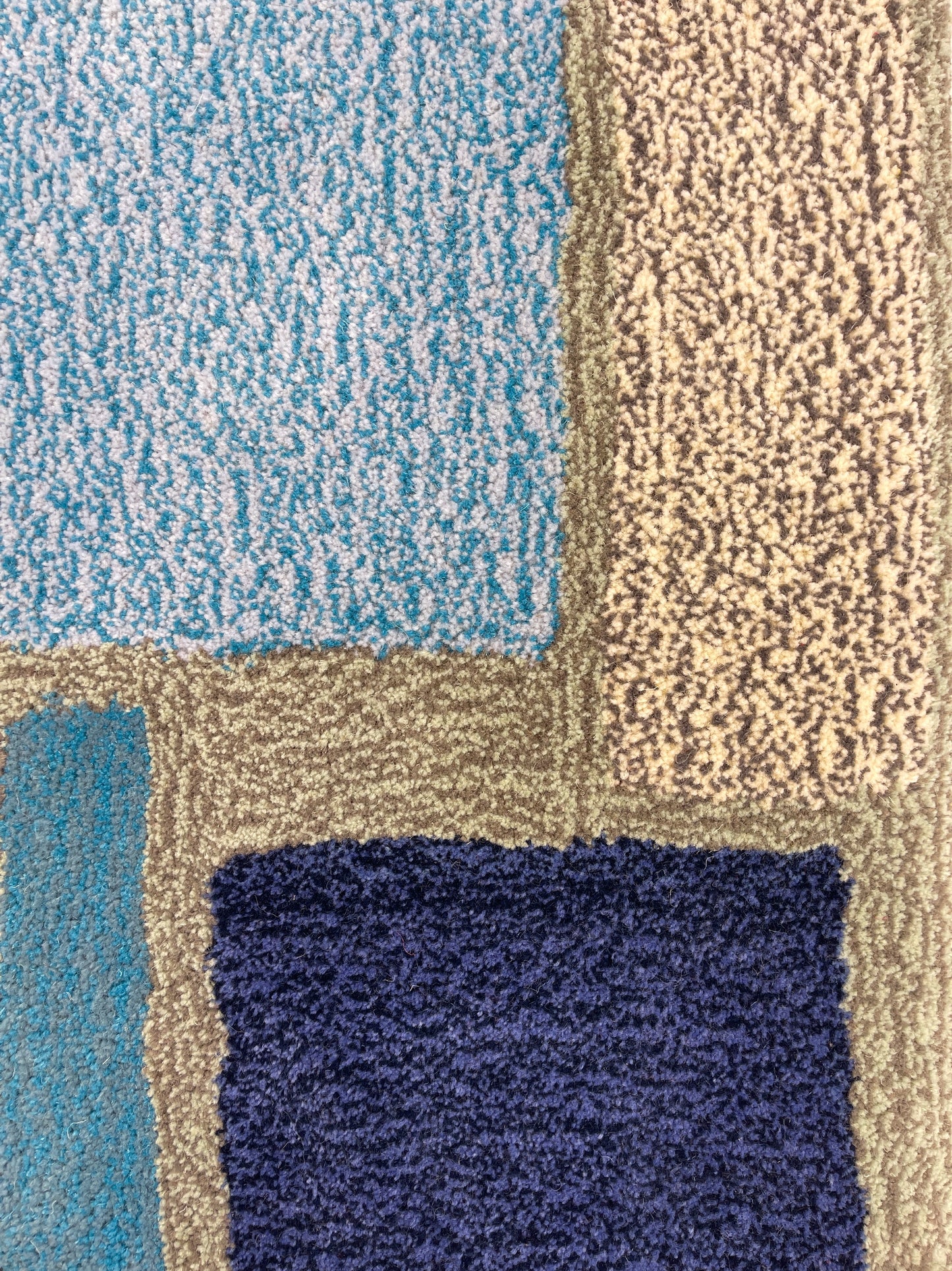 'December' Hand tufted light blue and cream small tufted rug