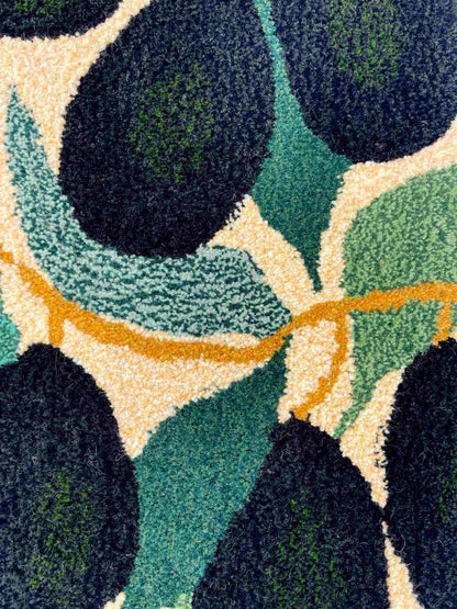 'Olive' Hand tufted sage green, dark green, black and cream small tufted rug