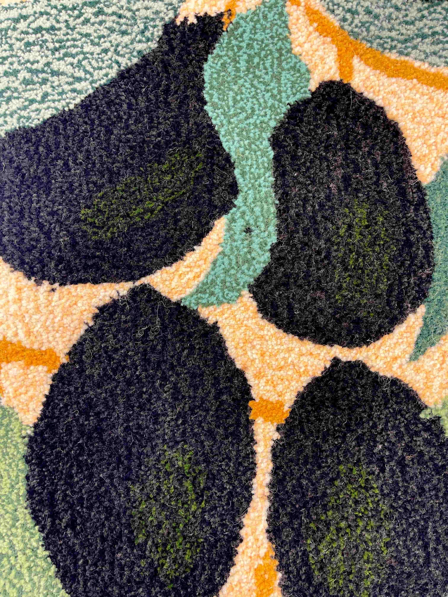 'Olive' Hand tufted sage green, dark green, black and cream small tufted rug