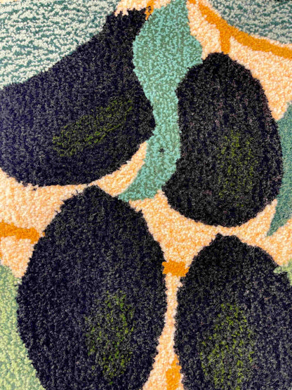 'Olive' Hand tufted sage green, dark green, black and cream small tufted rug