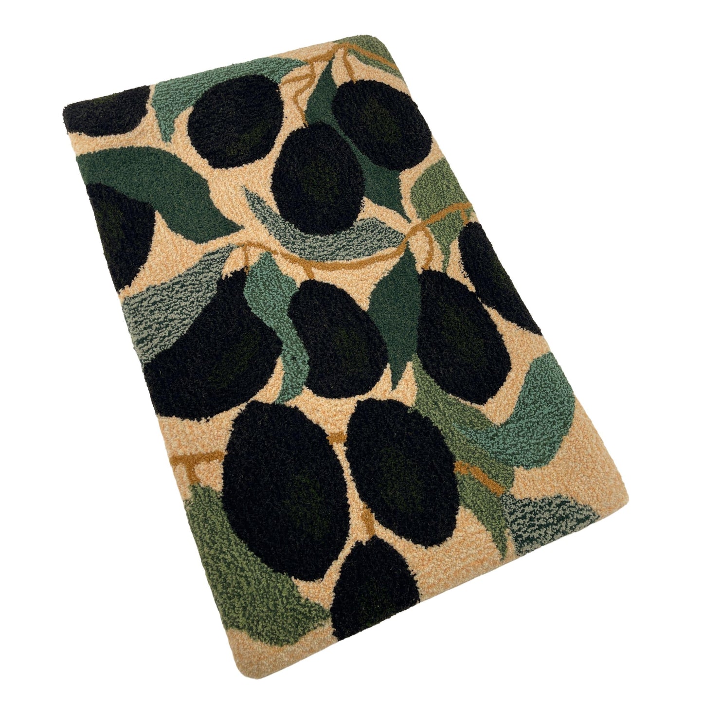 'Olive' Hand tufted sage green, dark green, black and cream small tufted rug