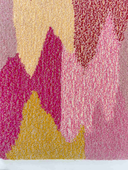 'Petal' Hand tufted small cream, yellow and candy pink tufted rug