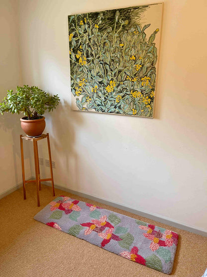 'Rosy' Hand tufted lilac, candy pink and sage green small tufted runner rug