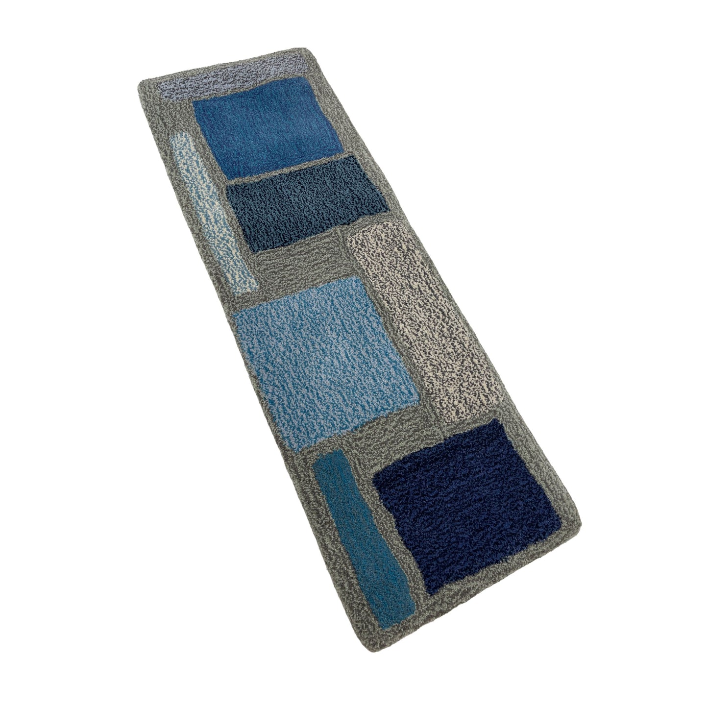 'December' Hand tufted light blue and cream small tufted rug