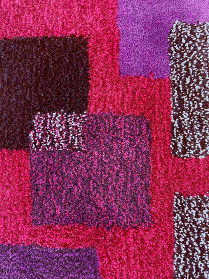 'Berry' Hand tufted purple, violet and mauve small tufted rug