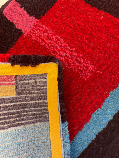 'Golden Hour' Hand tufted purple, blue and red small tufted rug