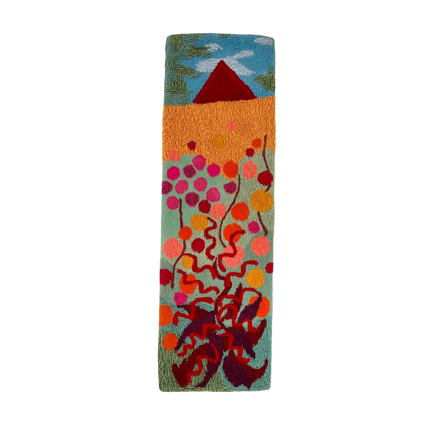 'Kitchen Garden' Hand tufted sage green, pink and orange runner tufted rug