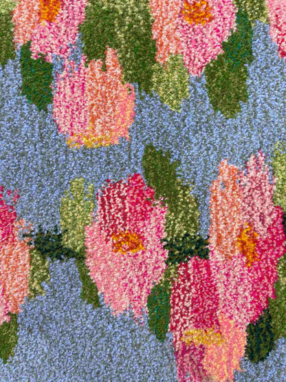 'Pomponella' Hand tufted floral lilac and pink large tufted rug