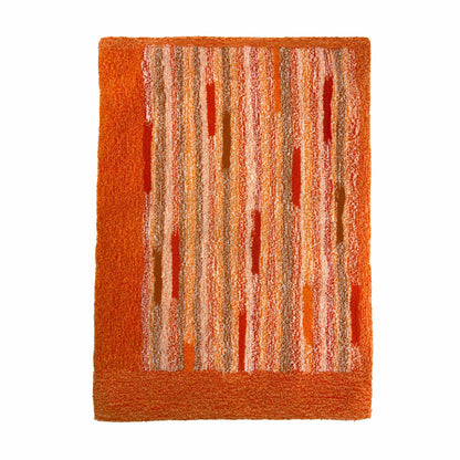 'Scotch Bonnet' Hand tufted small white and orange tufted rug