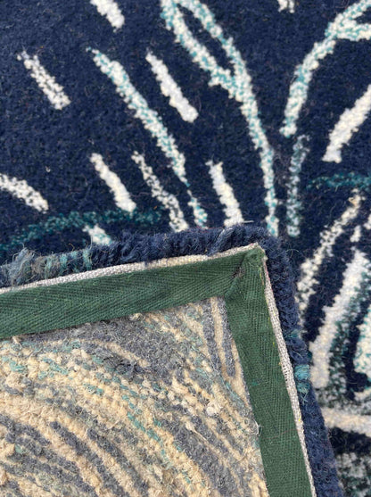 'Splash' Hand tufted aqua, blue, white and navy small rug