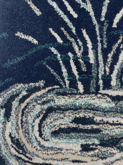 'Splash' Hand tufted aqua, blue, white and navy small rug