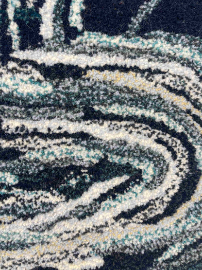 'Splash' Hand tufted aqua, blue, white and navy small rug