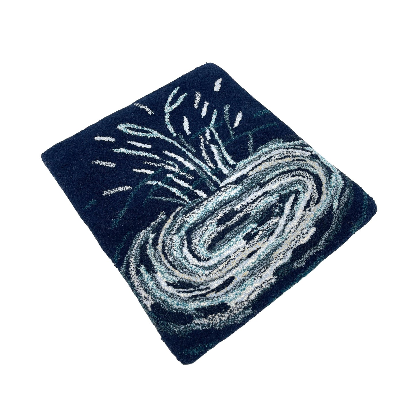 'Splash' Hand tufted aqua, blue, white and navy small rug