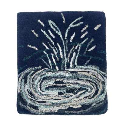 'Splash' Hand tufted aqua, blue, white and navy small rug
