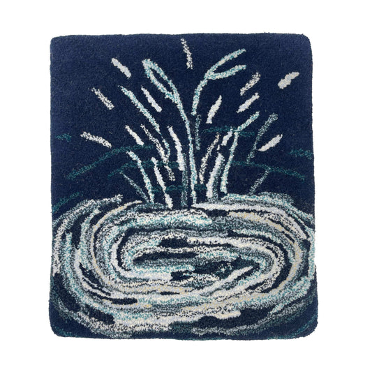 'Splash' Hand tufted aqua, blue, white and navy small rug