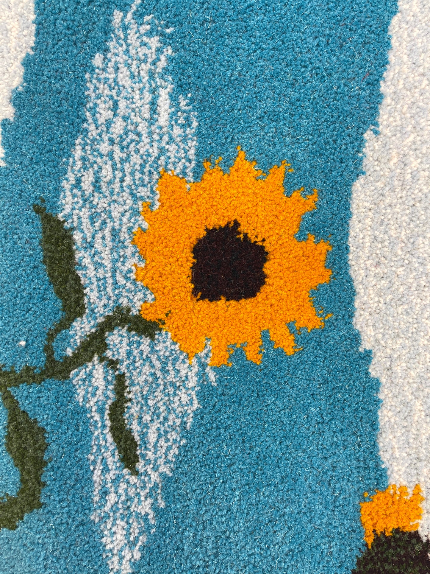 'Sunflower' Hand tufted mustard yellow and duck egg blue small tufted rug